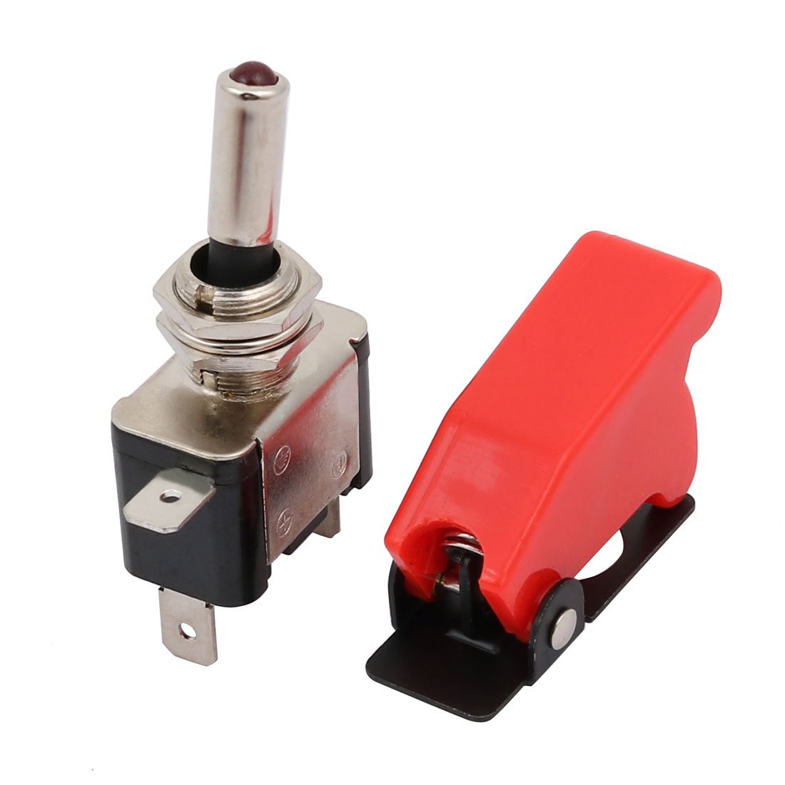 Sourcingmap DC12V 20A Boat SPST Red LED Illumination Metal Tip ON/Off Toggle Switch