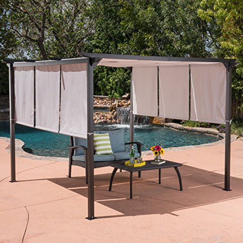 Great Deal Furniture Dione Outdoor Steel Framed 10′ by 10′ Gazebo, Grey