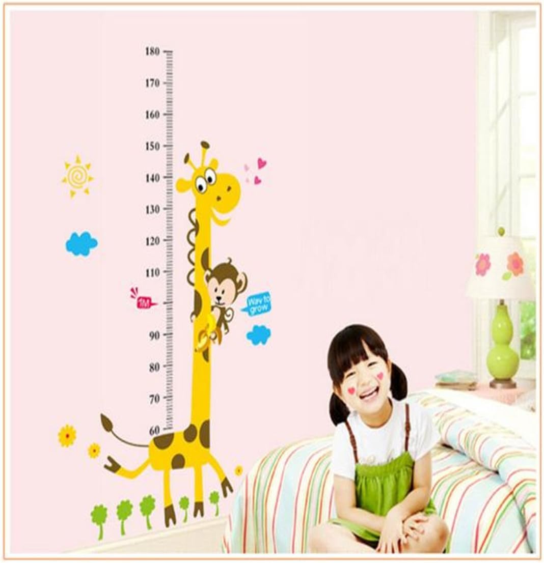 HN Hot Selling Giraffe Children Room Decor Wall Stikers Kindergarten Height Growth Chart Kids DIY Sticker Rooms/Home Decoration (Color 1)