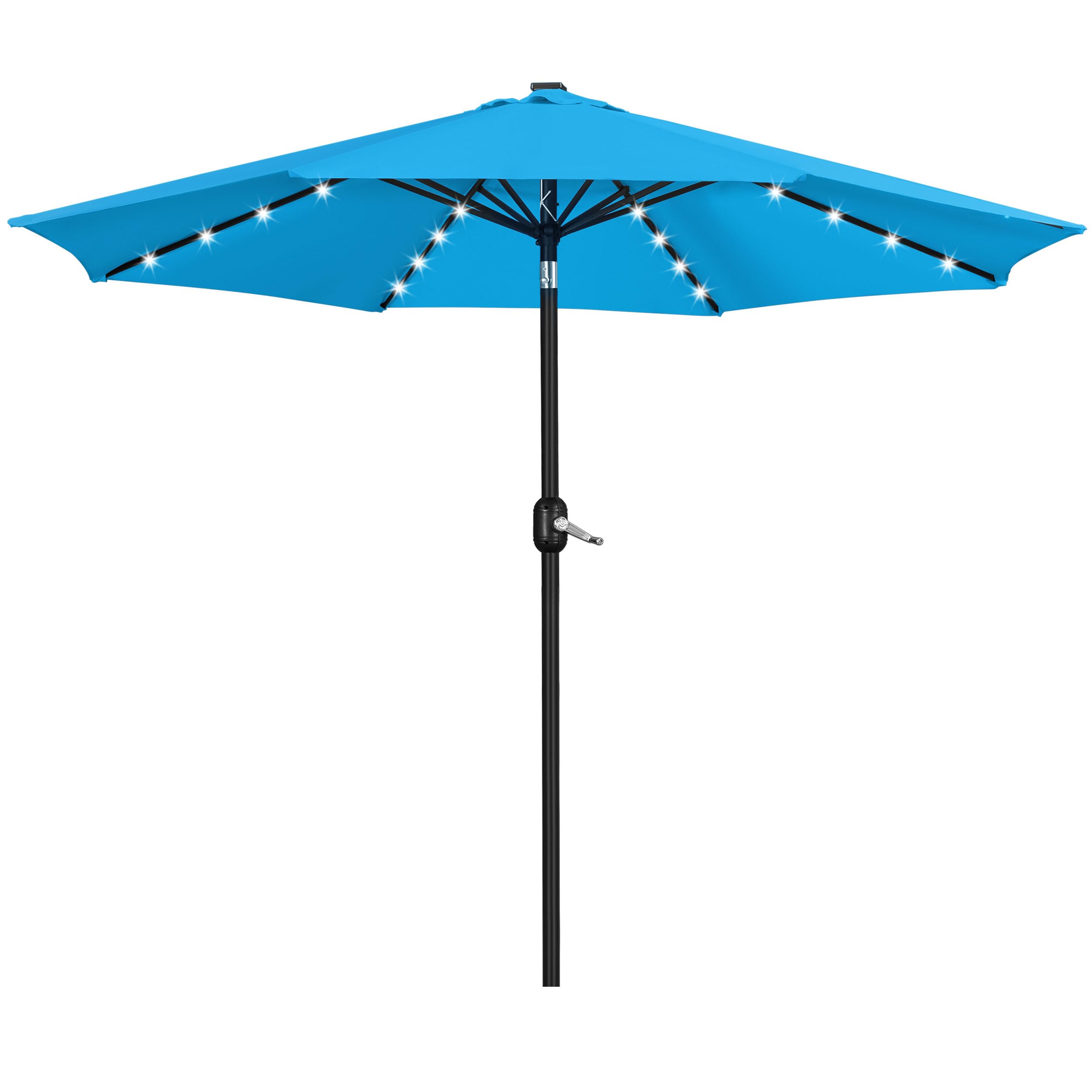 Photo 1 of **PARTS ONLY/FRAME BROKE**Yaheetech 11FT Solar Powered Umbrella Outdoor Patio Umbrella with 32 LED Lights and 8 Ribs - UV Protection Table Sunshade for Pool, Deck, Yard, Sky Blue