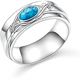 Ladytree Anxiety Spinner Ring for Women 925 Sterling Silver Fidget Ring with Created Turquoise Christian Faith Jewelry