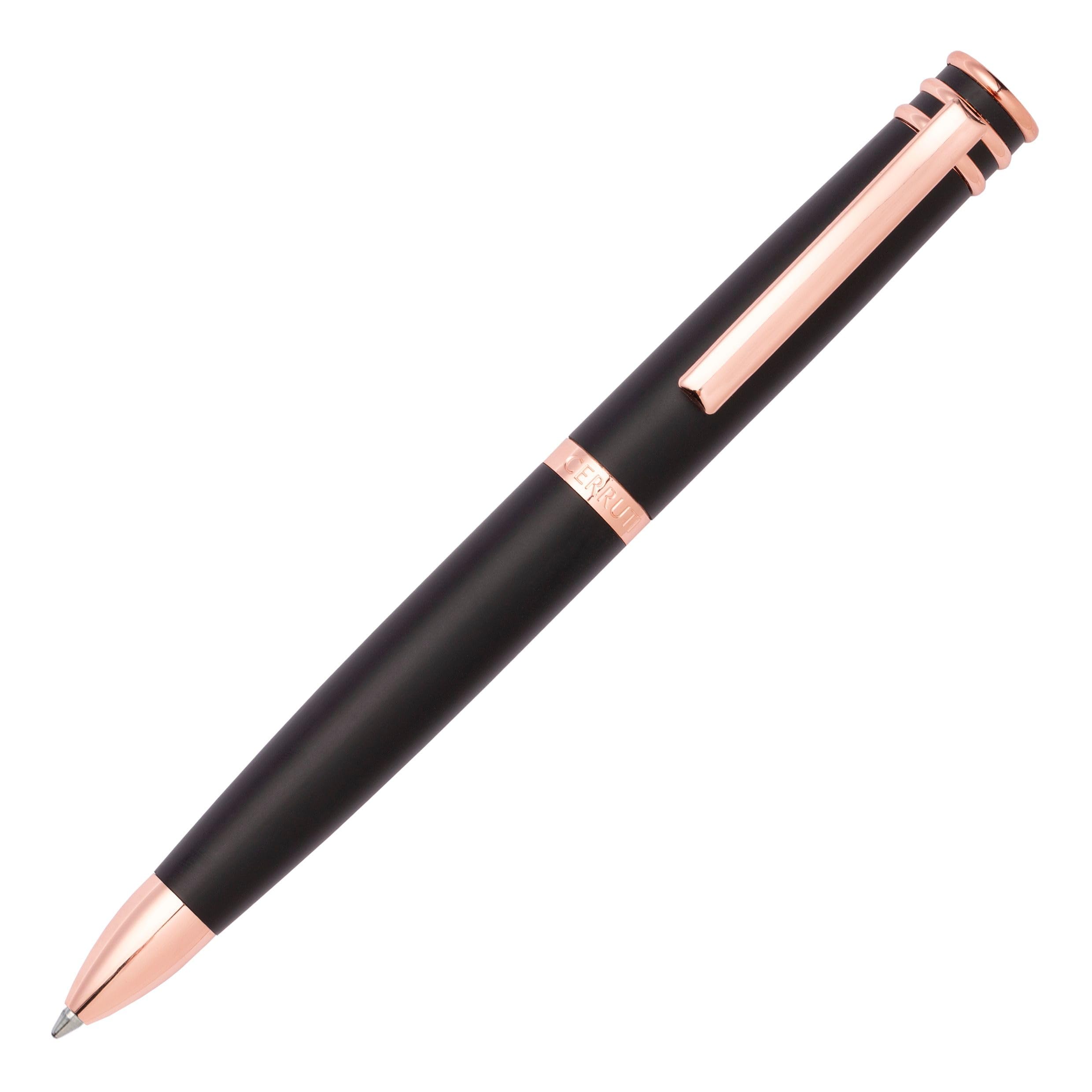 Cerruti 1881 Austin NSR2874A Ballpoint Pen Made of Brass in Black/Rose Gold Length: 14 cm