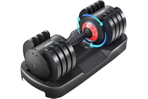 WHATAFIT Adjustable Dumbbells,Adjustable Dumbbell Set, 5 in 1 Free Weight Dumbbell,Fast Adjust Weight with Anti-Slip Handle and Tray for Full Body Workout Fitness Strength Training Equipment