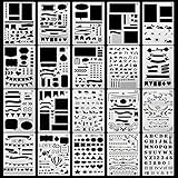 Deeram 20 Pieces Journal Stencil Plastic Planner Stencils, Perfect for Making Christmas Greeting Cards, Journal/Diary/Notebook/Scrapbook DIY Drawing Template Stencil, 4x7 Inch