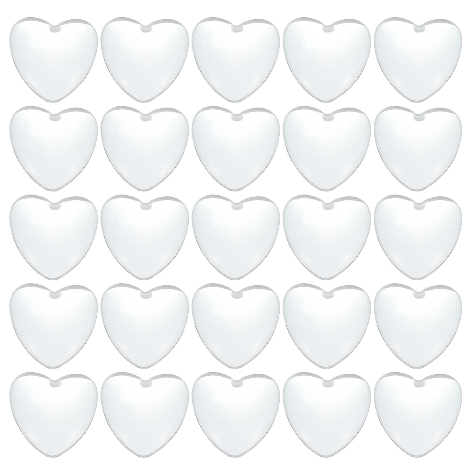 PATIKIL Transparent Glass Cabochons, 60Pcs 25x25mm Heart Shaped Glass Dome Tiles for Photo Pendant Jewelry Making, Clear