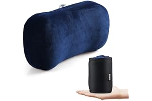 COZY HUT Portable Memory Foam Camping Pillow Travel Pillow Ergonomic Sleeping Bed Pillow for Good Night Sleep Cervical Curved Neck Support for Travel Camping Hiking Car Seat Plane Lumbar Support16.5LX7.8W