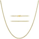 KISPER 18K Gold-Plated 925 Sterling Silver Cuban Link Curb Chain Necklace – Italian Design, 1.75mm, 2.5mm for Men & Women with Lobster Clasp, Made in Italy