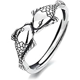 Zeshimb Cute Fish Ring Small Lucky Koi Gradient Enamel Ring Adjustable Open Wrap Fish Ring Lovely Fish Index Finger Ring Ocean Jewelry for Women