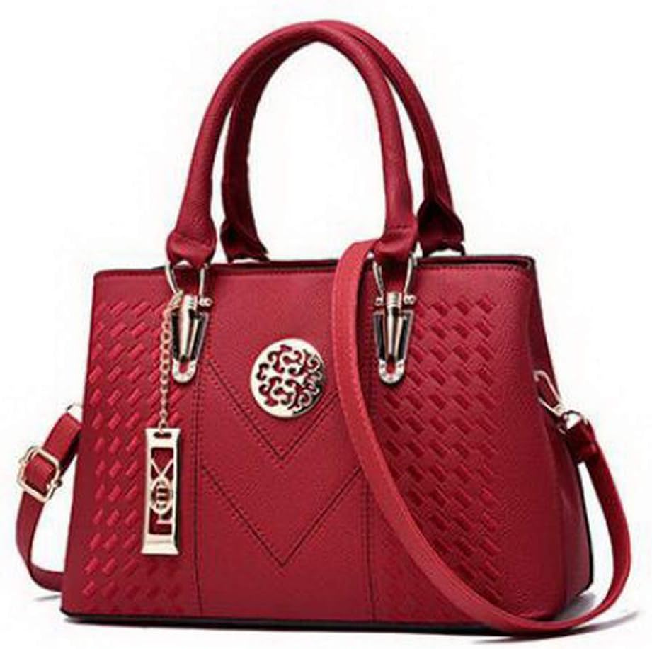 AalarDom Women's Pu Charms Casual Tote Bags Crossbody Bags,TSDBG182206,Claret