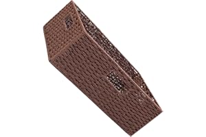 INOOMP Handmade Wicker Storage Basket Multipurpose Brown Rattan Box for Bathroom and Bedroom