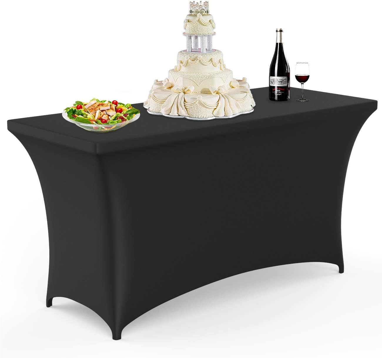Lewondr Stretch Tablecloth, 8ft Rectangular Spandex Dinner Table Cloth