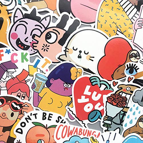 image for Jasion 30 Pcs Vinyl Lovely Cartoon Characters Stickers Waterproof Graf