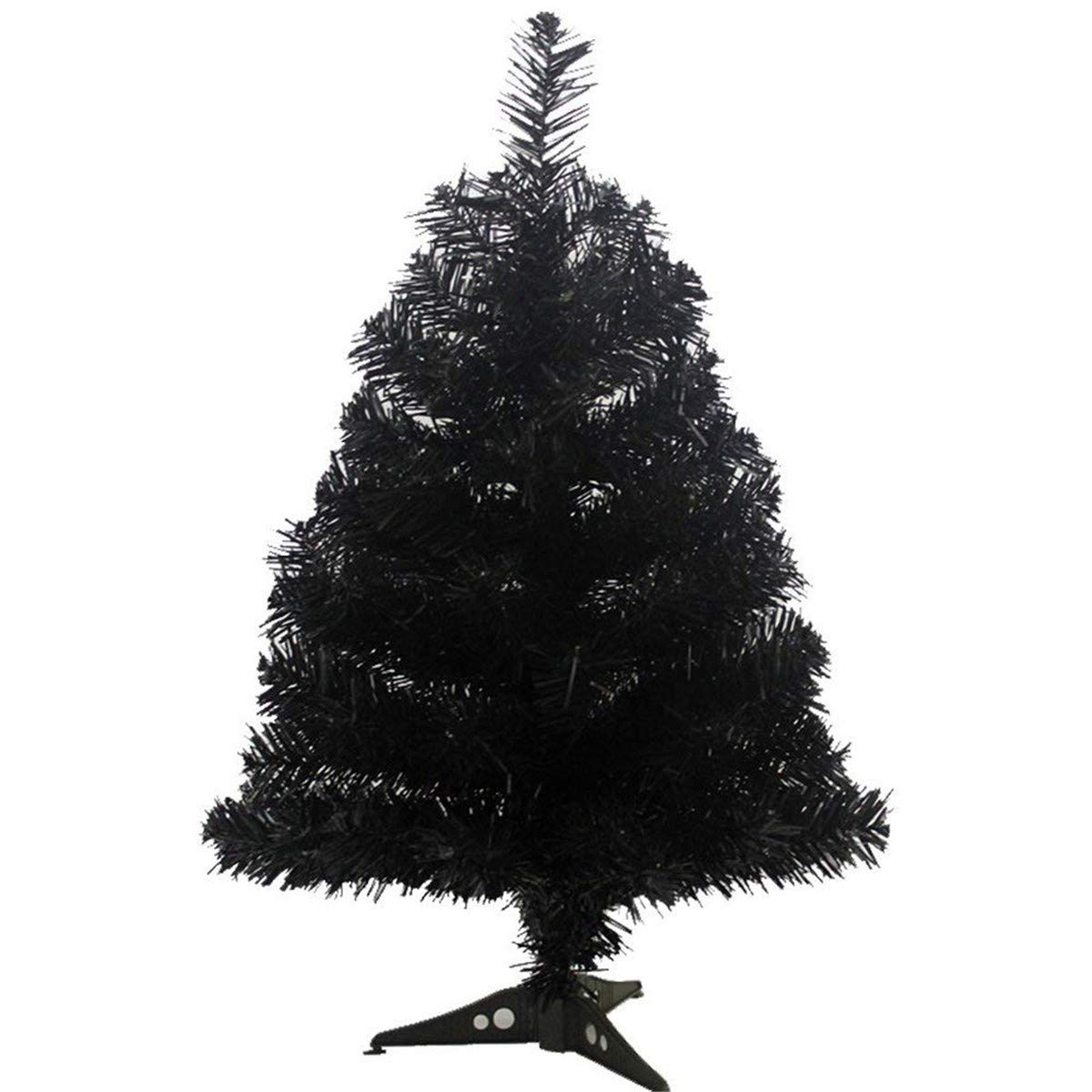 Fouriding 2ft (60cm) Christmas Tree Artificial Xmas Pine Trees with PVC Leg Stand Base Home Office Holiday Decoration (Black)