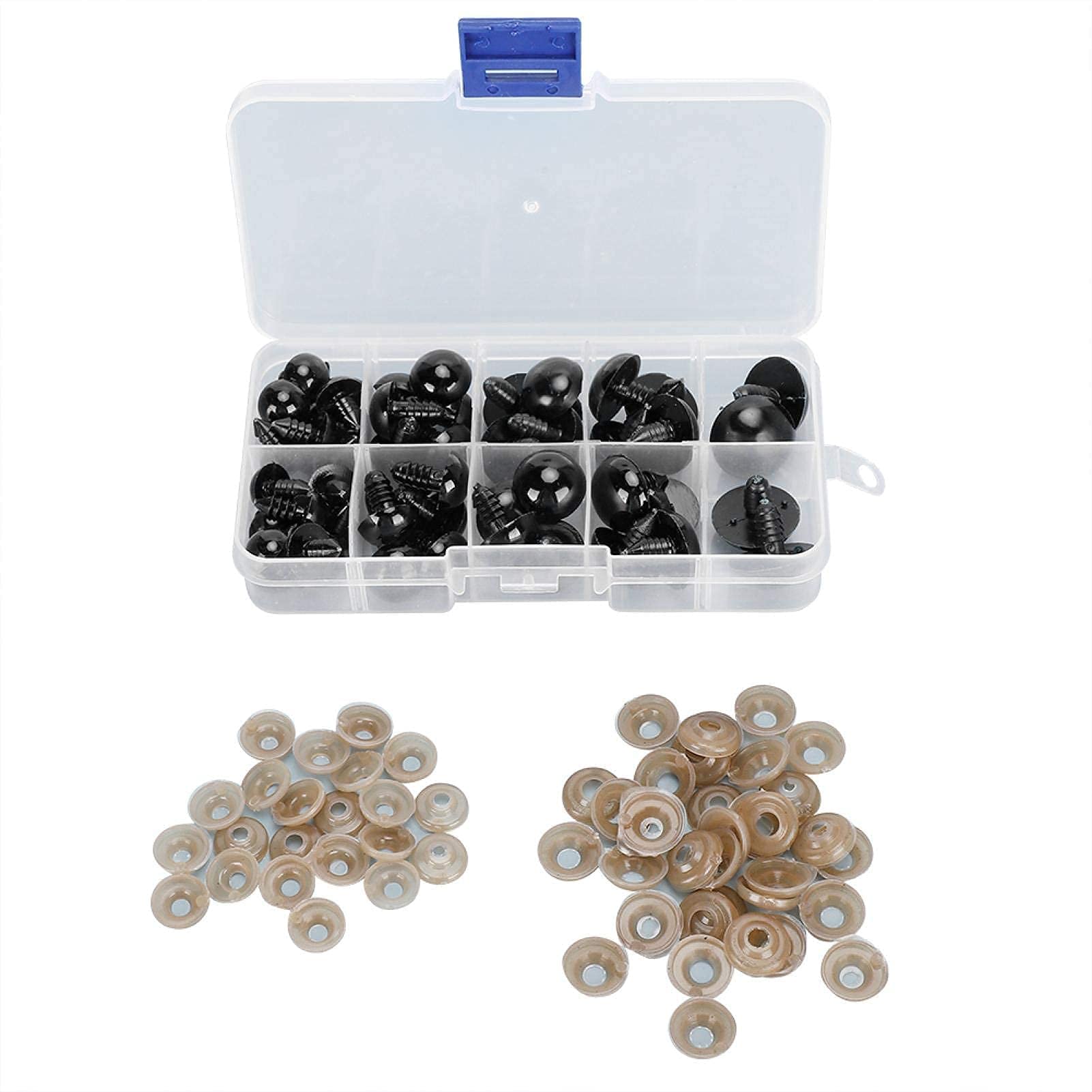 HERCHR Large Safety Eyes with Washers, Plastic Safety Eyes 12 to 20mm Plastic Craft Doll Eyes Black Craft Eyes Crochet Eyes Animal Eyes for Soft Toy Making DIY Crafts,