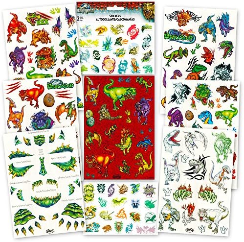 Jurassic World Dinosaur Stickers and Tattoos Ultimate Party Favor Pack -- Over 250 Stickers and 115 Temporary Tattoos