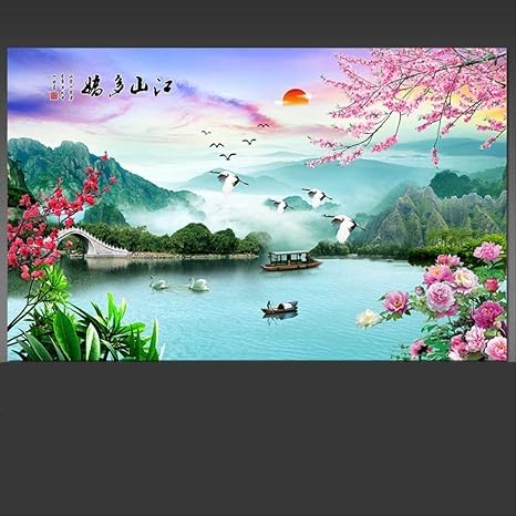 Fondo de paisaje Pegatinas de pared Frescos de paisaje autoadhesivos