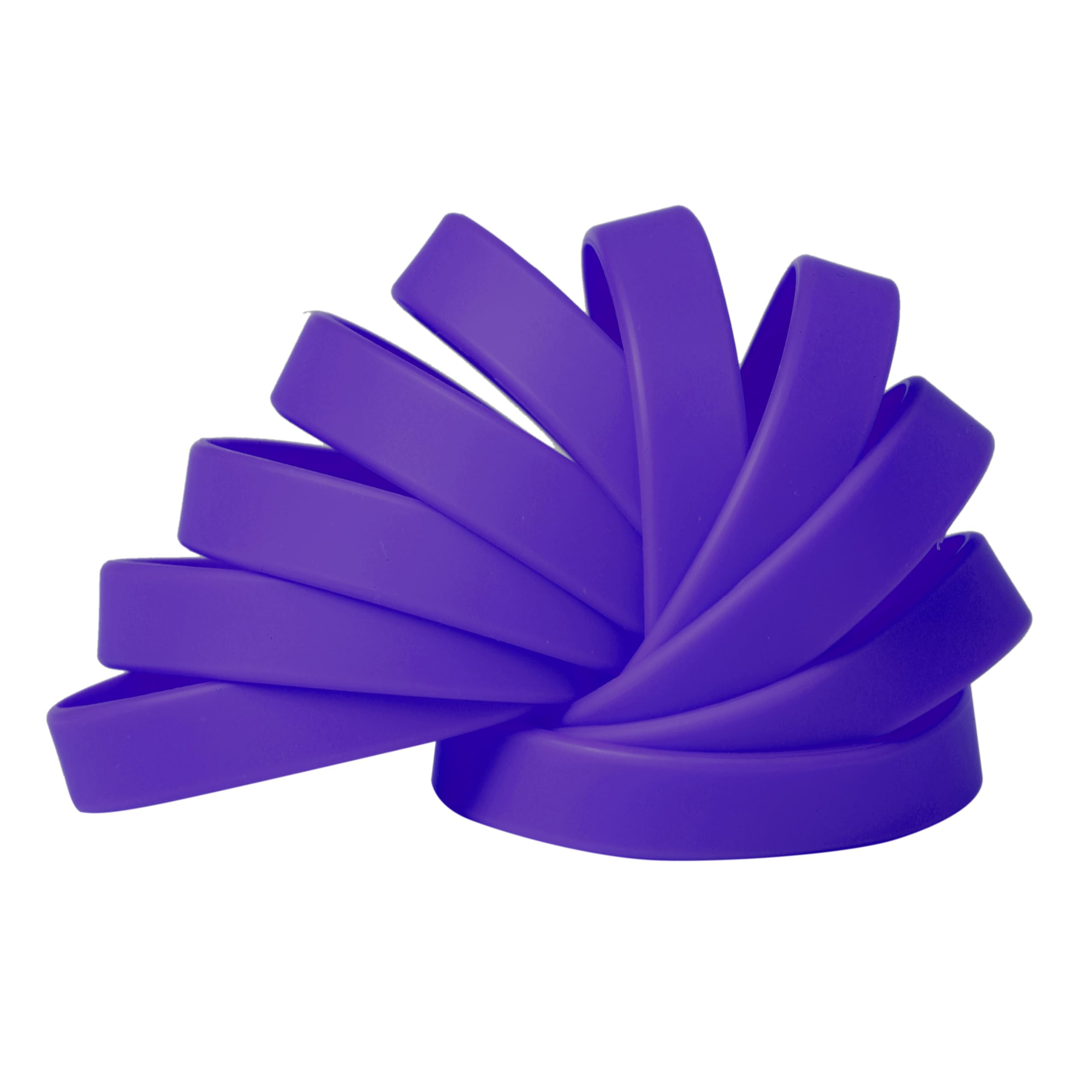 Plain Purple Coloured Silicone Sports Arm Exercise Wristband Bracelets Rubber Wrist Bands Party Accessories For Men Women Boys Girls (Pack of 10)