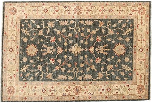 Area Rug Oushak - 4 x 6 Green Wool Hand-knotted Rug - 4'1" x 6'0"