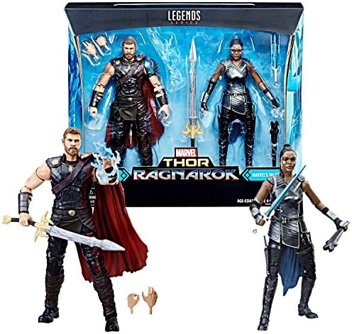 Marvel Legends Year 2017 Thor Ragnarok Series 2 Pack 6 Inch Tall Figure - Thor with Extra Hands, Energy Spark and Sword Plus Valkyrie with Sword and Sheath