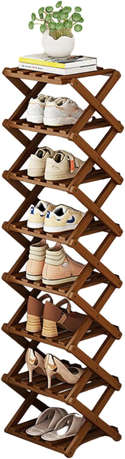 YYW Bamboo Shoe Rack for Entryway,Installation-Free and Foldable ...