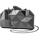 YAPAIOU Women Lattice Pattern Metal Evening Clutch Bag,Geometric Evening Clutch Purse Handbag With Chain Strap
