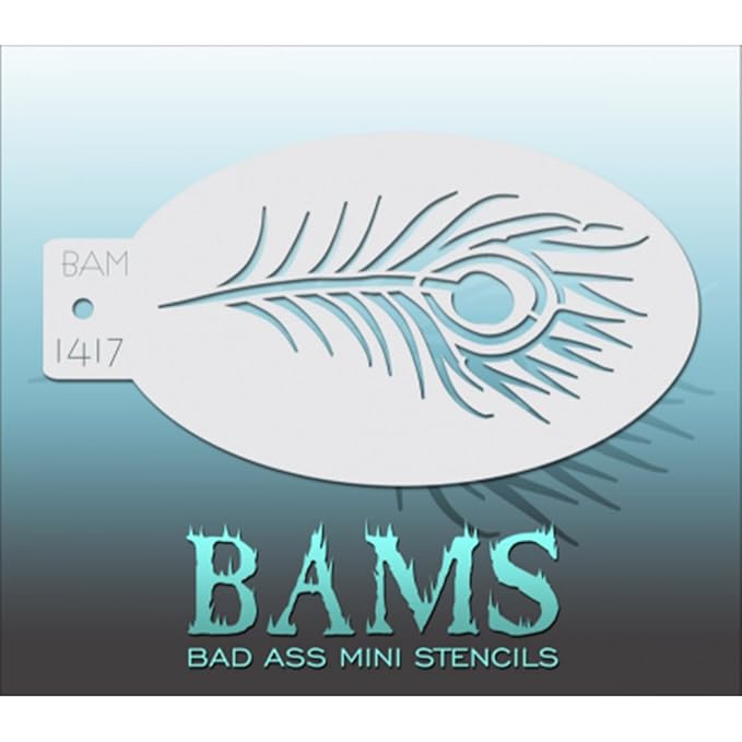 Amazon Com Bad Ass Peacock Feather Mini Stencil Bam1417 Beauty