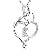 RIVIKO Valentines Day Gifts for Her-Infinity Heart Initial Necklace for Women,925 Sterling Silver Letter Pendant Personalized Jewelry,Birthday Mother's Day Gifts for Mom Women Wife Friend