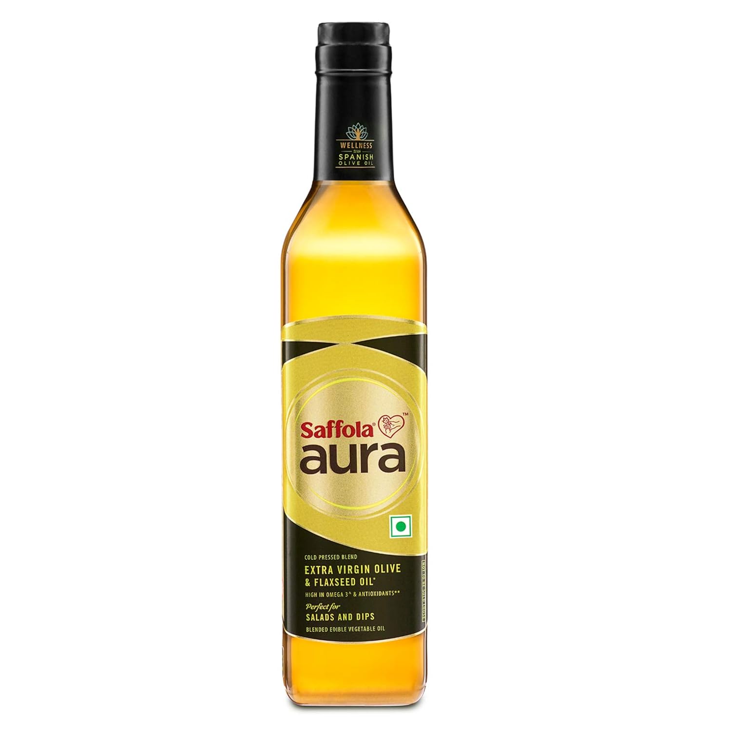 Saffola Aura Extra Virgin Olive and Flaxseed Oil, 500 ml Amazon.in