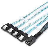 CableCreation Internal HD Mini SAS Cable 1.6FT,Internal HD Mini SAS to SATA | Mini SAS SFF-8643 Host to 4X SATA (Target), SFF 8643 for Controller, 4 SATA Connect to Hard Drive