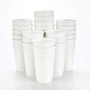 500-CT Disposable White 16-oz Hot Beverage Cups with Double Wall Design: No Need for Sleeves - Perfect for Cafes - Eco Friendly Recyclable Paper - Insulated - Wholesale Takeout Coffee Cup