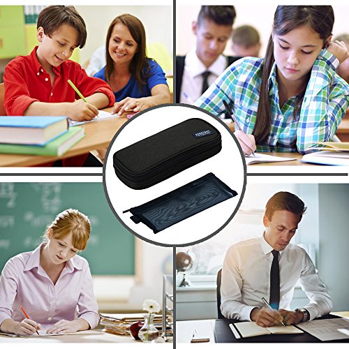 Large Pencil Case Pencil Bag with Zipper Pencil Pouch for boys & girls (black)