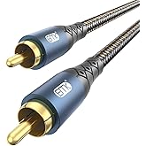 EMK Subwoofer Cable RCA to RCA Audio Cable 24K Gold-Plated Nylon Braided Double Shielded Digital Analogue Supports Amplifiers,Home Theater,Hi-Fi Systems,Subwoofer(6.6ft/2m)