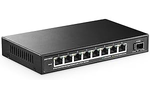 YuLinca 8 Port 2.5G Managed Switch with 10G SFP+ Slot, 8 x 2.5Gigabit Base-T Ports, Support LACP/QOS/VLAN/IGMP, Metal Easy We