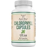 Chlorophyll 100mg, Supports Internal Freshness + Digestion, 90 Capsules | Detox Supplement, No Mess or Grassy Taste of Drops, Skin + Energy Support, From Greens + Algae, Vegan