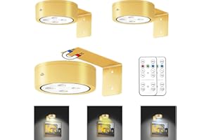 MIOBLUE 3Pack Picture Light Battery Operated Painting Lights, Wireless Magnetic Display Art Light with Remote Controls,Dimmable Timer Portrait Light for Art Frame Artworking,Wall Decor Puck Light