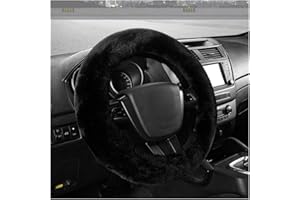 LSKASELUE Fluffy Car Steering Wheel Cover, 15 Inch Soft & Fuzzy Steering Wheel Wrap with Anti-Slip Grip, Fluffy Plush Winter 