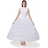 Aprildress Women 6 Hoop Crinoline Petticoat Underskirt for Quinceanera Dress Wedding Gown PPT360 White