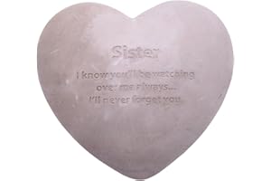 Wowser Heart Shaped Memorial Stone, Sympathy Gift, Remembrance Garden Accent, 6 Inches (Sister)
