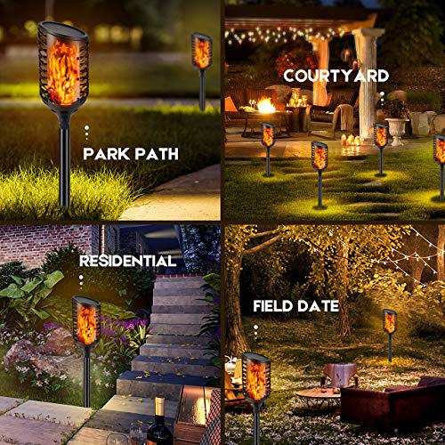 Upgraded Solar Torch Lights Outdoor, Waterproof Flickering Dancing Flames Torch Lights Solar Spotlights Landscape Decoration Lighting Dusk to Dawn Security Torch Light for Garden Patio Driveway (2)
