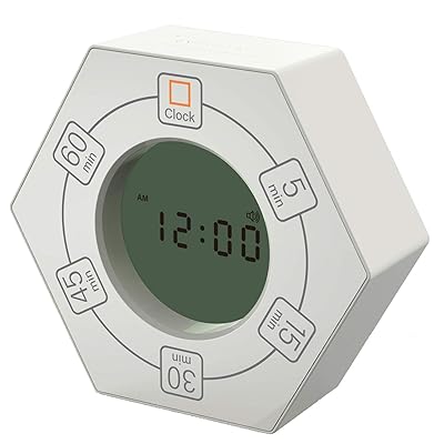 Hexagon Rotating Timer, 5,15, 30, 45, 60 Minute Preset Countdown Timer, Easy-to-Use Time Management Tool for Classroom, Meeting, Cooking, Study, Homework, Workouts (White)