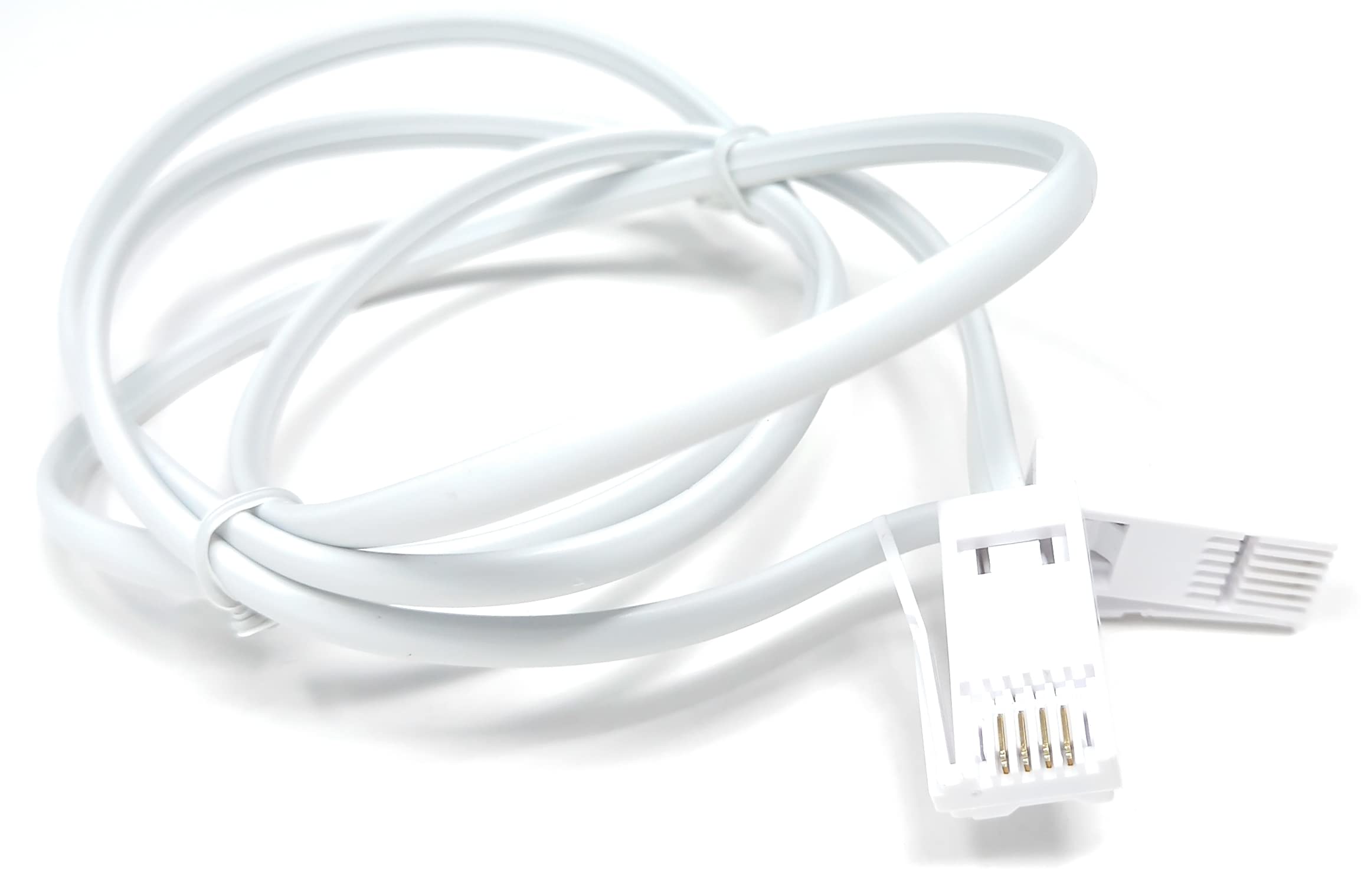 DRUT 1m BT to BT 4 Wire 431A Male to Male Plug Telephone Flat Cable Lead 3.3ft White