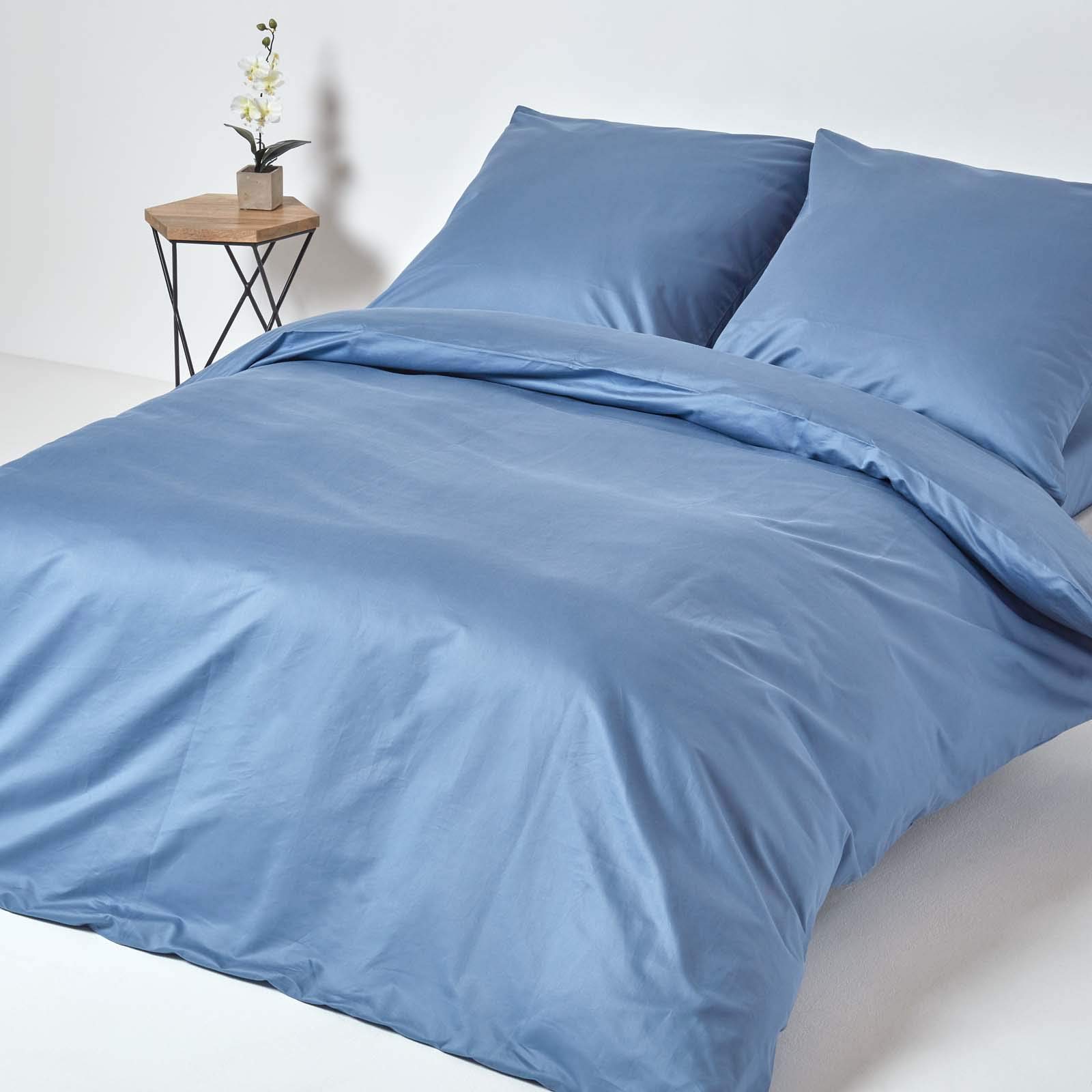 HOMESCAPES 1000 Thread Count Egyptian Cotton Blue Duvet Cover Set Euro Size 155 x 220 cm Luxury Quilt Cover Bedding Set Pillowcase Included — image 1