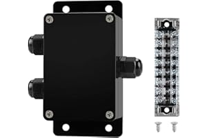 JINDOUZI ABS IP67 Waterproof Dustproof Electrical Junction Box, with 15A 600V Barrier Terminal Cable Connector, 1 in/2 Out Power Junction Box（3.93*2.67*1.96in）
