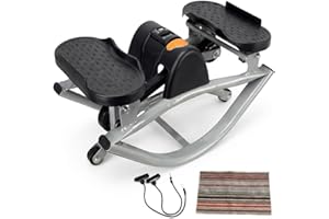Rock Fitness Stepper,Stepper Exercise Machine, Lateral Rocking Stepper with Digital Counter & Resistance Bands, 300 LBS Weigh