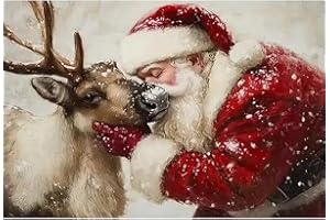 GEMFAMILY 5D Christmas Diamond Painting Kits for Adults Beginner,Santa Claus Kisses His Reindeer Diamond Art kit,DIY Full Round Drill Paint with Diamonds Dots Crafts for Home Decor 12X16inch