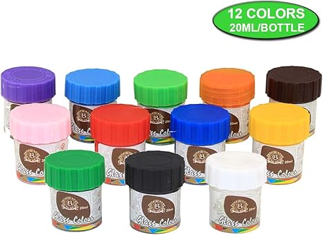 Amazon Com Homkare Glass Paint 12 Colors Vibrant Glass Paint For