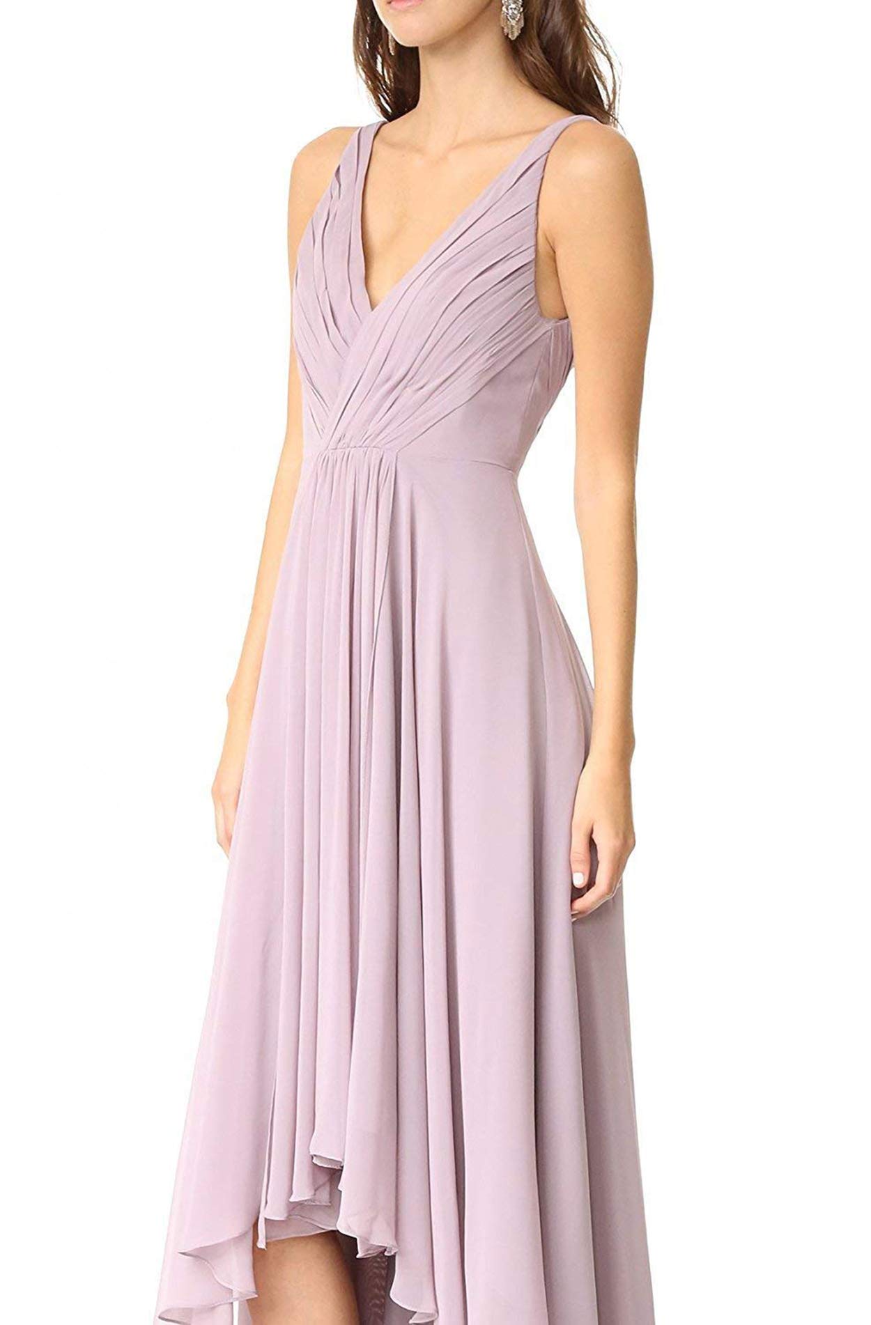 Women's V Neck Chiffon Bridesmaid Dress A Line Hilo Party Prom Evening