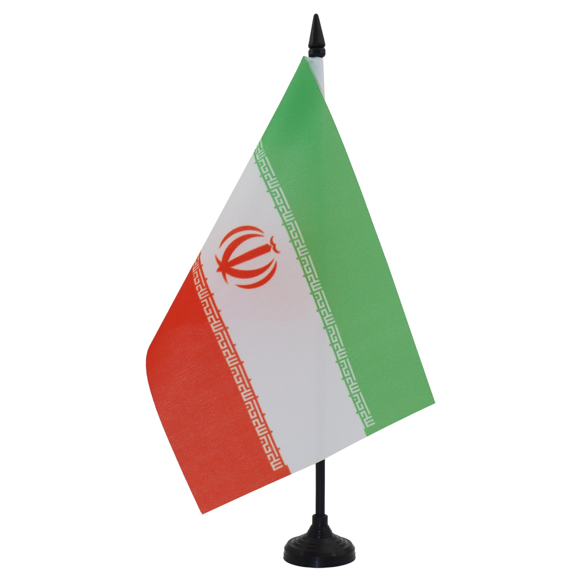 AZ FLAG Iran Table Flag 5'' x 8'' - Iranian Office Decoration 100% Polyester 21 x 14 cm - Mini Desk Flag with Pole and Black Plastic Base — image 1