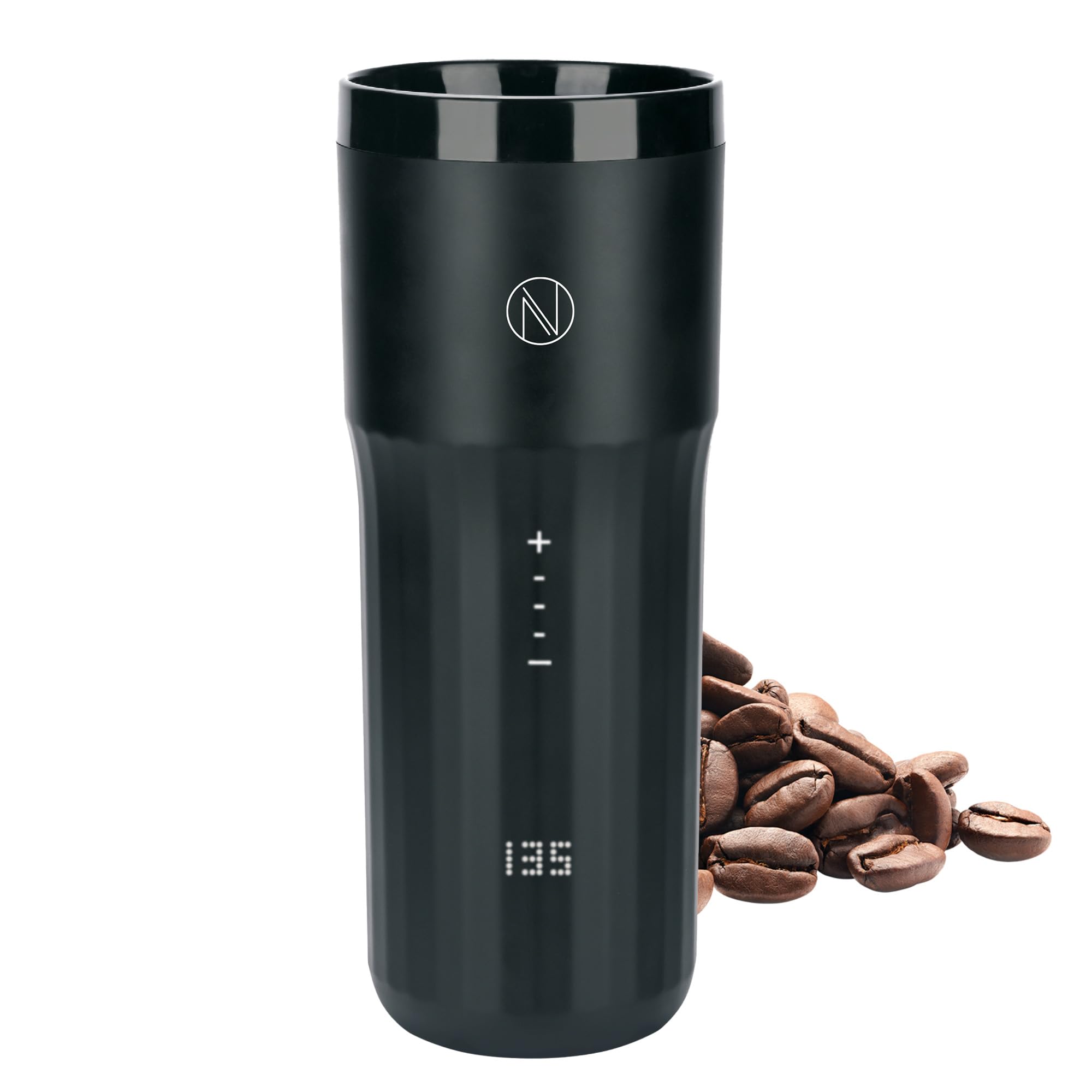 Nebula Smart Travel Mug | Temperature Controlled Flask | Ideal for Baby Bottles, Travel & Work | Wireless Charging, Spill-Proof Lid, Car Cup Holder Compatible & Long Battery Life | Black | 355ml