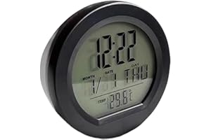 Small Digital Clock - Solar Powered Clock for Car Dash | LED Auto Interior Calendar | for Classroom Bathroom Table Bedside Fr